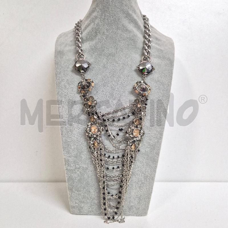 COLLANA SODINI CON MULTIFILI PERLINE NERE E STRASS | Mercatino dell'Usato Cervia 1