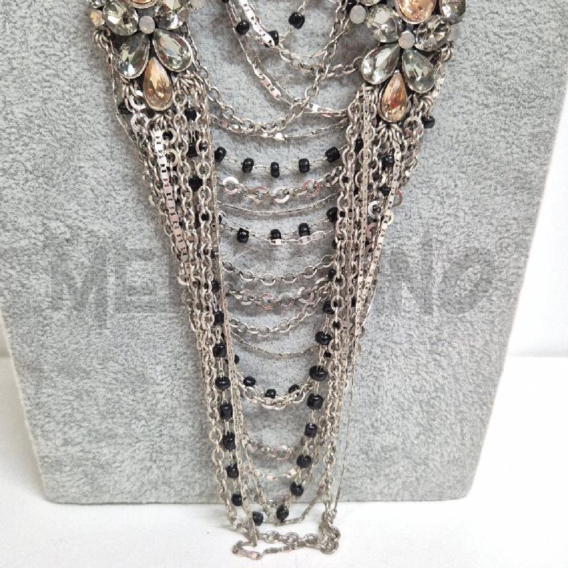COLLANA SODINI CON MULTIFILI PERLINE NERE E STRASS | Mercatino dell'Usato Cervia 3