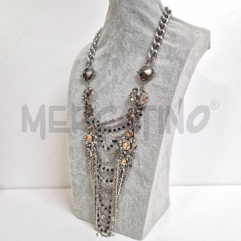 COLLANA SODINI CON MULTIFILI PERLINE NERE E STRASS | Mercatino dell'Usato Cervia 4