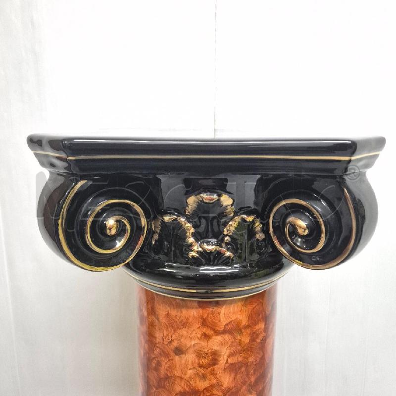 COLONNA PIÙ VASO CERAMICA NERA DECORI DORATI | Mercatino dell'Usato Cervia 3