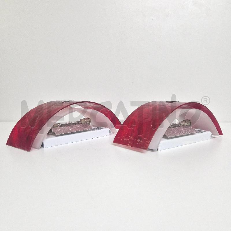 COPPIA APPLIQUE CATTANEO ILLUMINAZIONE VETRO MURANO MEZZALUNA ROSSA | Mercatino dell'Usato Cervia 1