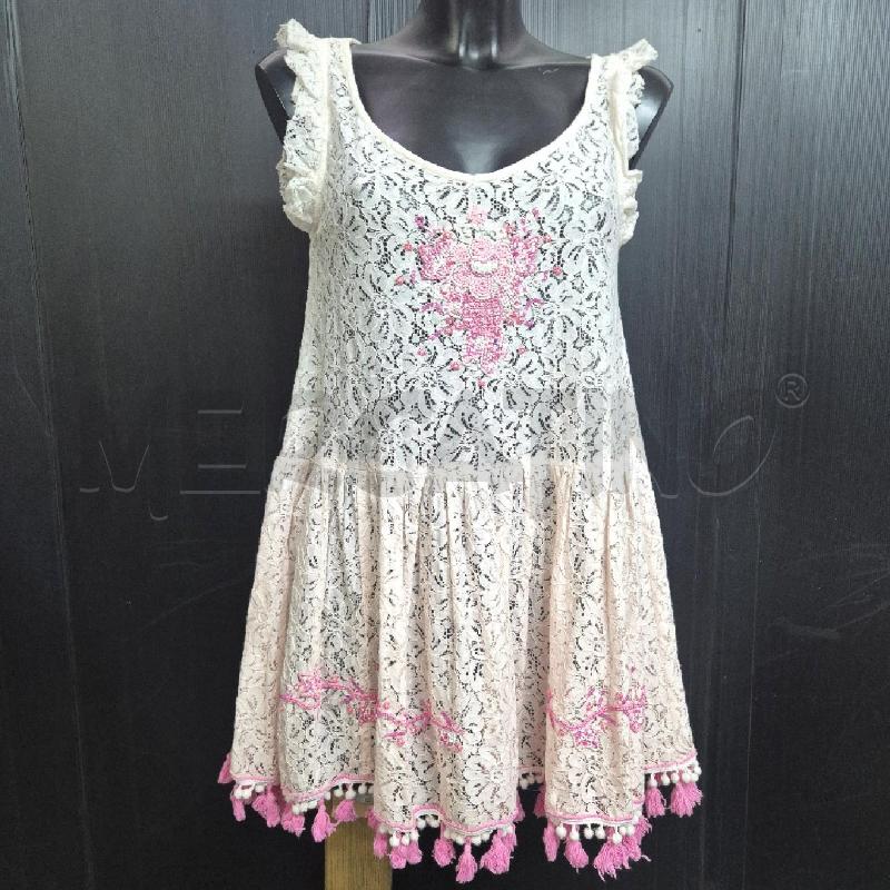 COPRICOSTUME ANTICA SARTORIA PIZZO BIANCO/ROSA + PERLINE | Mercatino dell'Usato Cervia 1