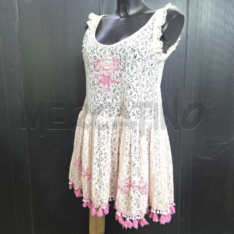 COPRICOSTUME ANTICA SARTORIA PIZZO BIANCO/ROSA + PERLINE | Mercatino dell'Usato Cervia 3