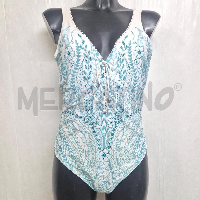 COSTUME DONNA INTERO PINUP BIANCO ACQUAMARINA STRASS | Mercatino dell'Usato Cervia 1