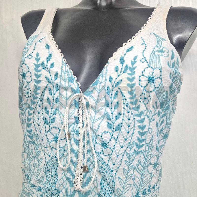 COSTUME DONNA INTERO PINUP BIANCO ACQUAMARINA STRASS | Mercatino dell'Usato Cervia 2