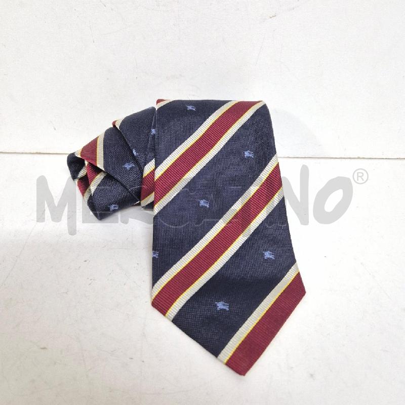 CRAVATTA BURBERRY BLU RIGHE PANNA BORDEAUX | Mercatino dell'Usato Cervia 1