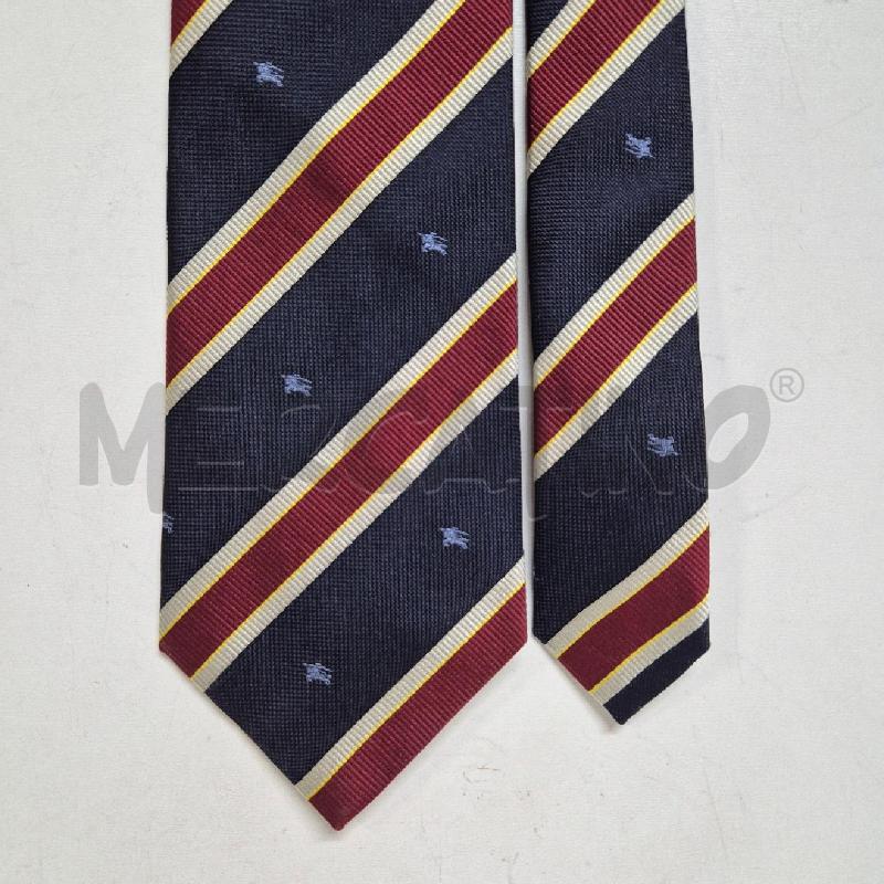 CRAVATTA BURBERRY BLU RIGHE PANNA BORDEAUX | Mercatino dell'Usato Cervia 3