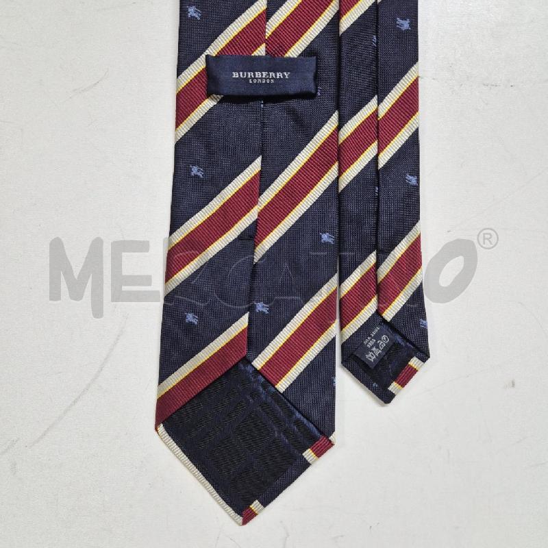 CRAVATTA BURBERRY BLU RIGHE PANNA BORDEAUX | Mercatino dell'Usato Cervia 4