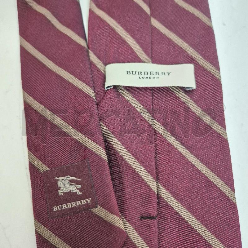 CRAVATTA BURBERRY BORDEAUX RIGHE SABBIA | Mercatino dell'Usato Cervia 3