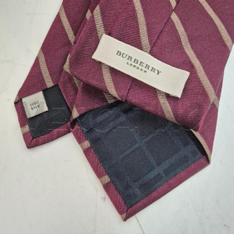 CRAVATTA BURBERRY BORDEAUX RIGHE SABBIA | Mercatino dell'Usato Cervia 4