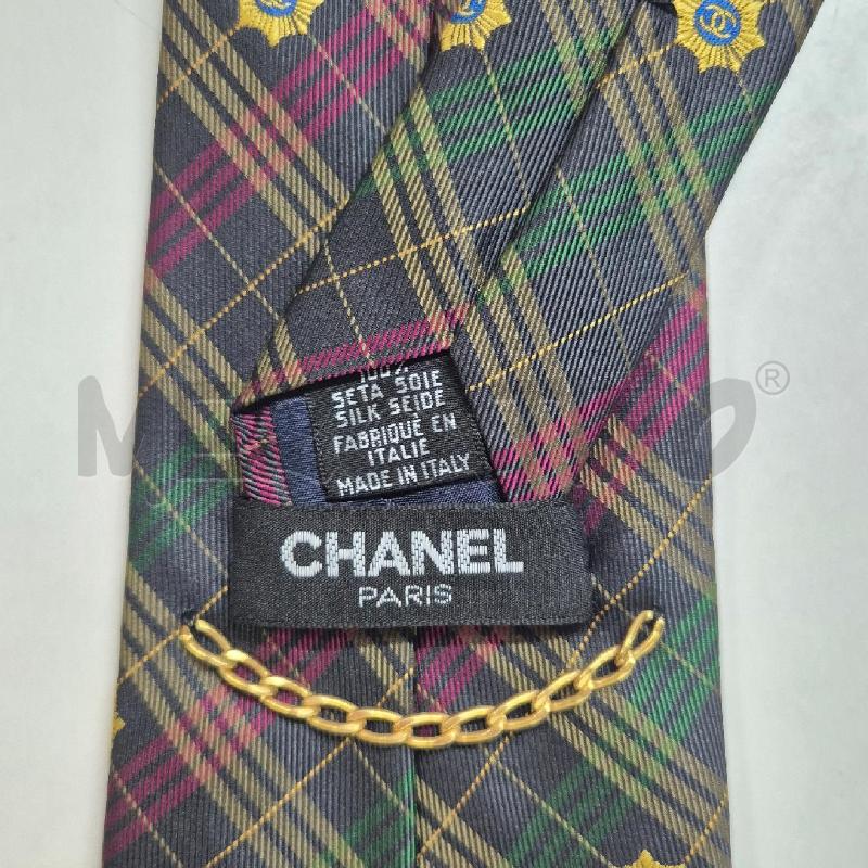 CRAVATTA CHANEL SCOZZESE VERDE FUCSIA LOGHI AZZURRI | Mercatino dell'Usato Cervia 5