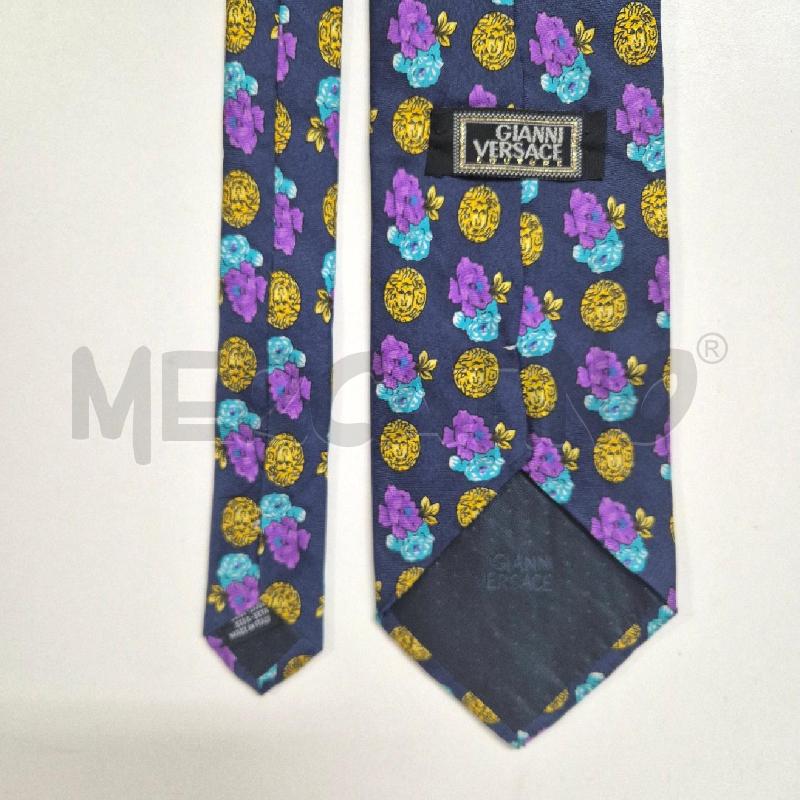 CRAVATTA GIANNI VERSACE BLU POIS MEDUSA GIALLI | Mercatino dell'Usato Cervia 4
