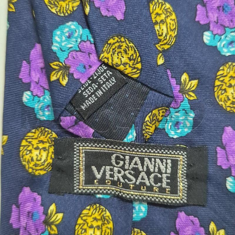 CRAVATTA GIANNI VERSACE BLU POIS MEDUSA GIALLI | Mercatino dell'Usato Cervia 5