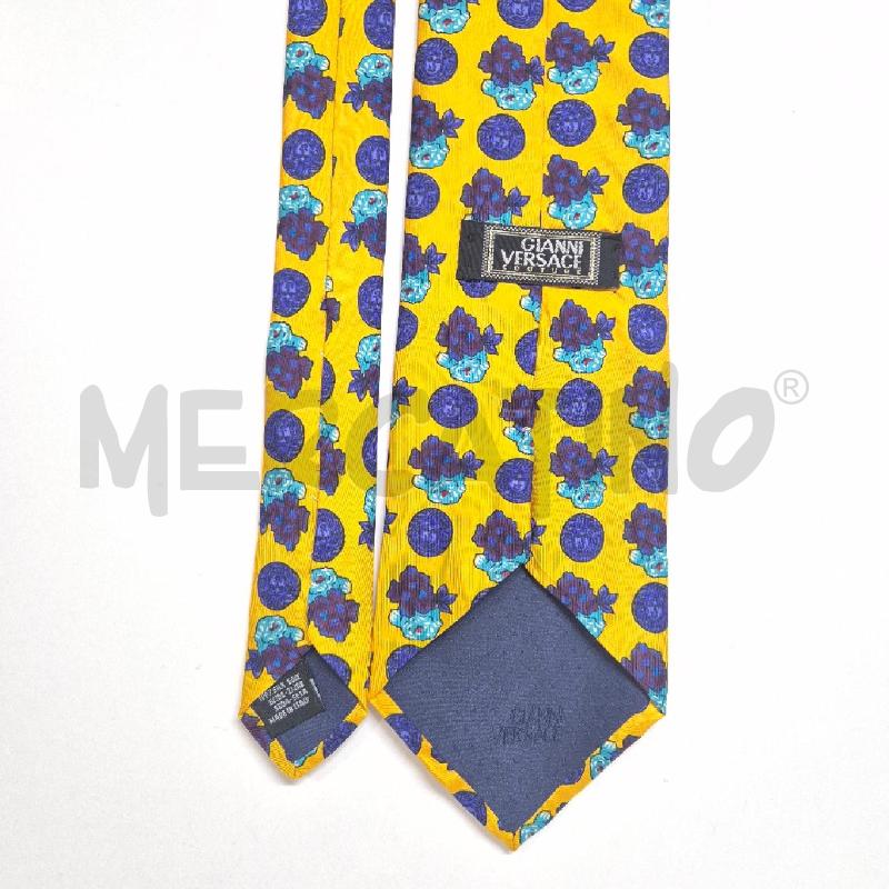 CRAVATTA GIANNI VERSACE OCRA POIS MEDUSA BLU | Mercatino dell'Usato Cervia 4