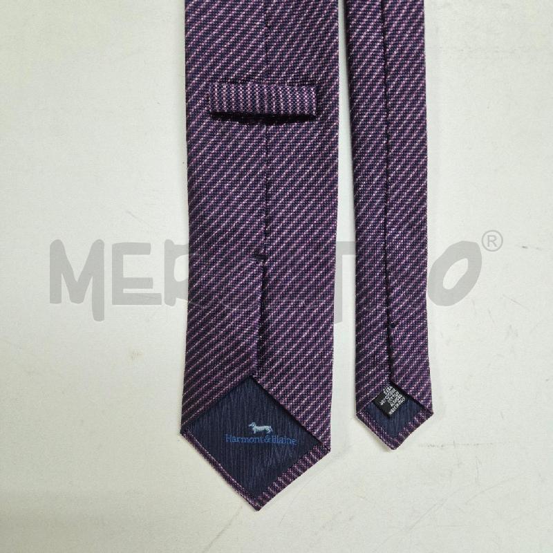 CRAVATTA HARMONT&BLAINE BLU RIGHE ROSA BORDEAUX | Mercatino dell'Usato Cervia 4