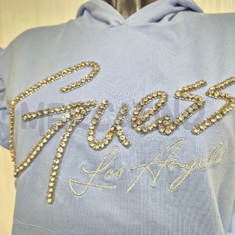 FELPA DONNA GUESS CELESTE STRASS MANICA CORTA | Mercatino dell'Usato Cervia 2