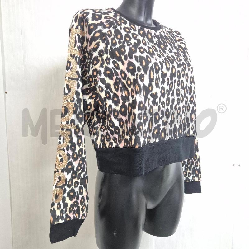 FELPA DONNA HAPPINESS MACULATA SCRITTA GLITTER DORATA | Mercatino dell'Usato Cervia 3