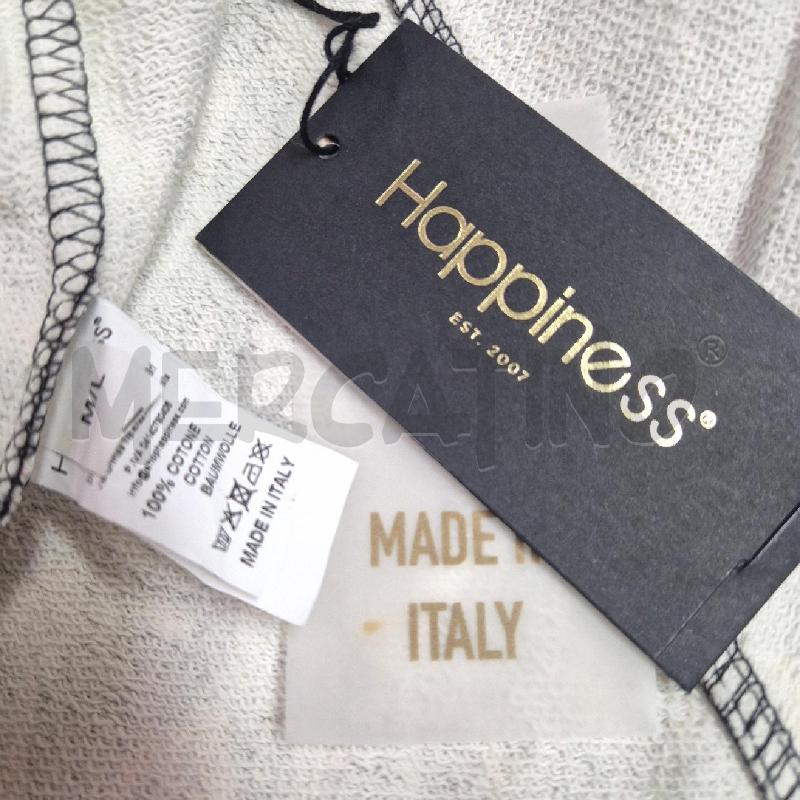 FELPA DONNA HAPPINESS MACULATA SCRITTA GLITTER DORATA | Mercatino dell'Usato Cervia 5