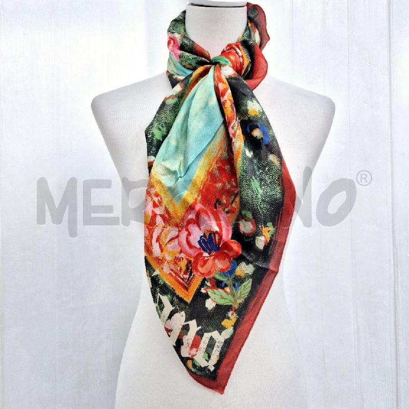 FOULARD GALLIANO MATTONE ACQUAMARINA E FANTASIA FLOREALE | Mercatino dell'Usato Cervia 2