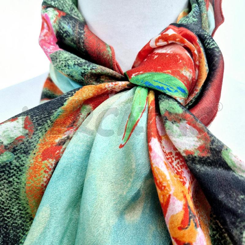 FOULARD GALLIANO MATTONE ACQUAMARINA E FANTASIA FLOREALE | Mercatino dell'Usato Cervia 4