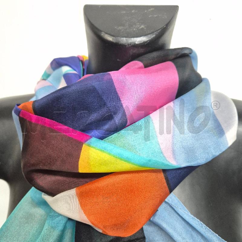 FOULARD MULTICOLOR GEOMETRI 100%SETA | Mercatino dell'Usato Cervia 2