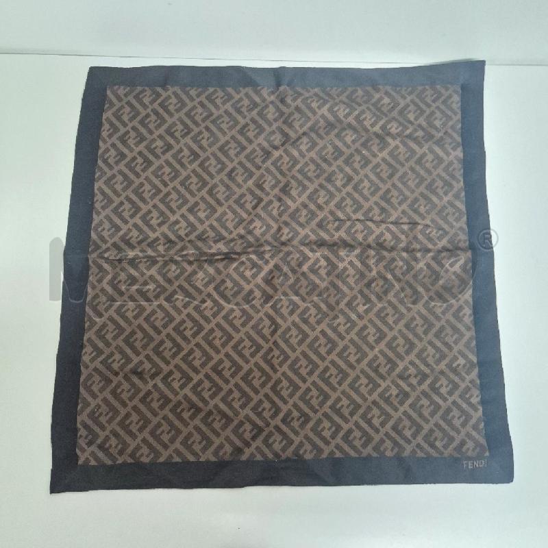 FOULARD POCHETTE FENDI COTONE QUADRATO MARRONE NERO | Mercatino dell'Usato Cervia 1