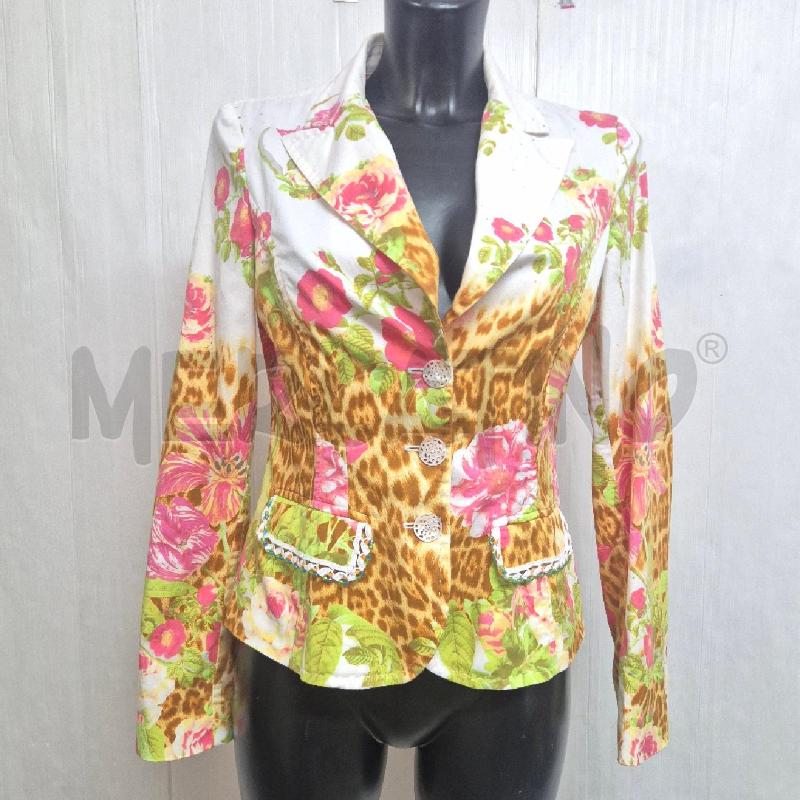 GIACCA DONNA CLASS ROBERTO CAVALLI BIANCA MACULATA CON FIORI FUCSIA | Mercatino dell'Usato Cervia 1