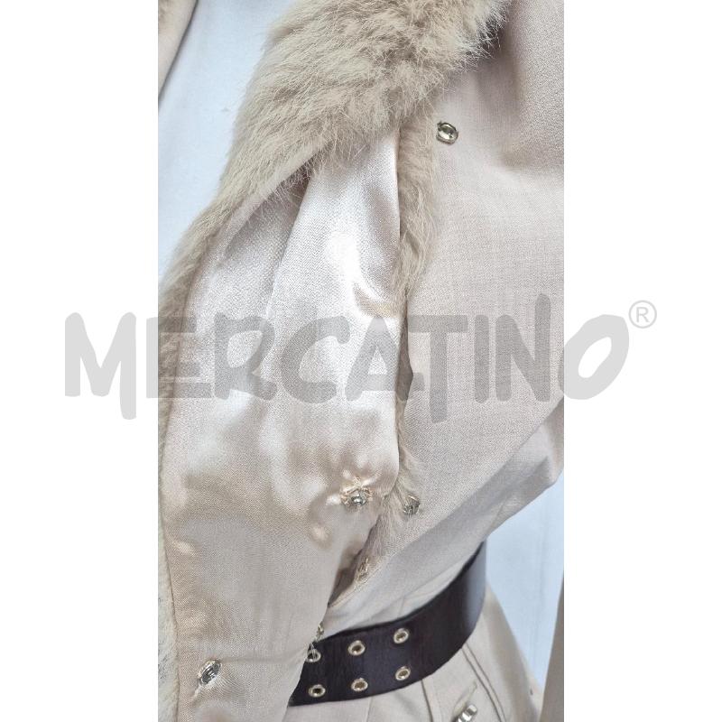 GIACCA DONNA ELISABETTA FRANCHI SABBIA COLLO PELO + CINTURA CUOIO | Mercatino dell'Usato Cervia 2