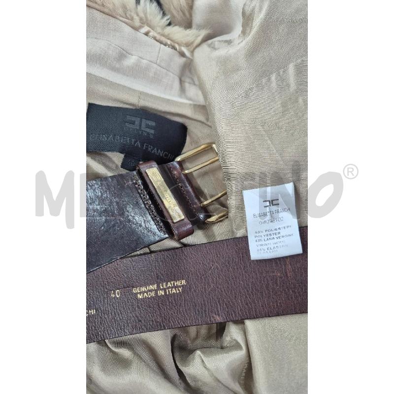 GIACCA DONNA ELISABETTA FRANCHI SABBIA COLLO PELO + CINTURA CUOIO | Mercatino dell'Usato Cervia 5