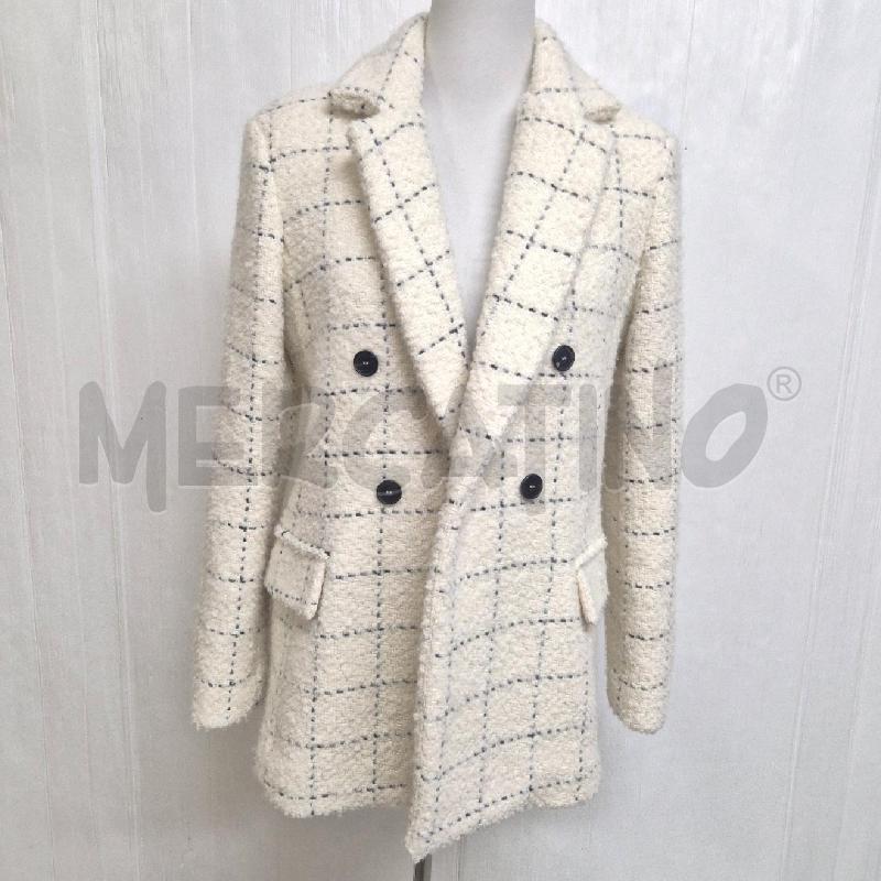 GIACCA DONNA SOUVENIR QUADRI BIANCA RIGHE BLU | Mercatino dell'Usato Cervia 1