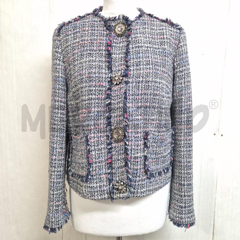 GIACCA DONNA ZARA BLU MELANGE CON BOTTONI GIOIELLO | Mercatino dell'Usato Cervia 1