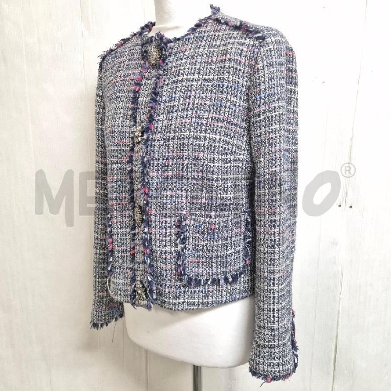 GIACCA DONNA ZARA BLU MELANGE CON BOTTONI GIOIELLO | Mercatino dell'Usato Cervia 3