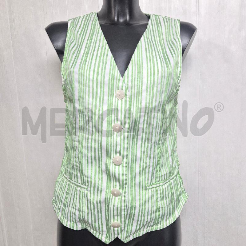 GILET DONNA ANONYME VERDE BIANCO RIGHE | Mercatino dell'Usato Cervia 1
