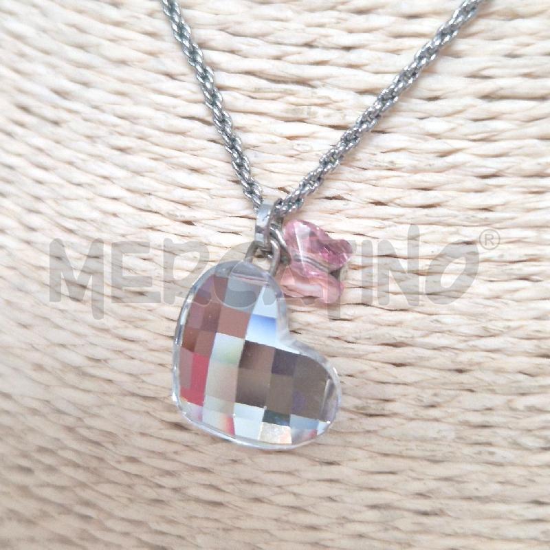 GIRO COLLO CON CUORE E FARFALLINA ROSA SWAROVSKY | Mercatino dell'Usato Cervia 2