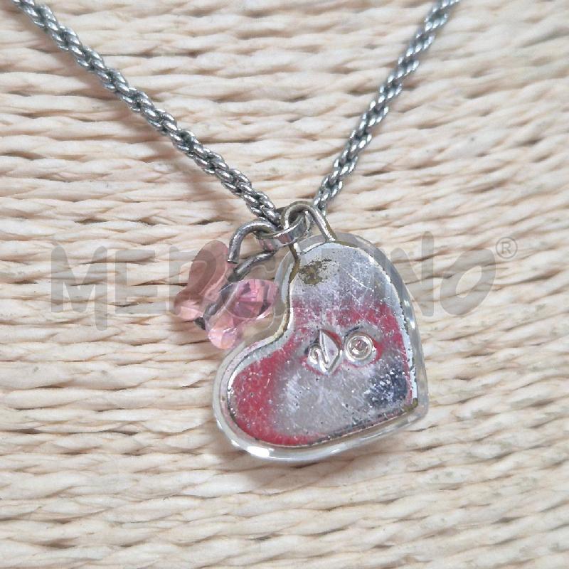 GIRO COLLO CON CUORE E FARFALLINA ROSA SWAROVSKY | Mercatino dell'Usato Cervia 3