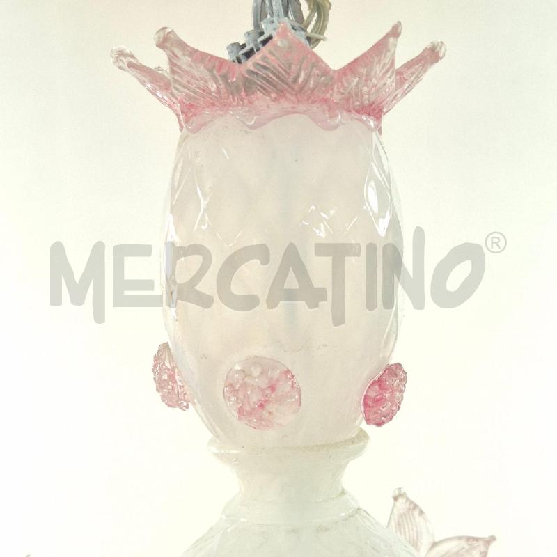 LAMPADARIO MURANO CON FIORI BIANCO E ROSA | Mercatino dell'Usato Cervia 4