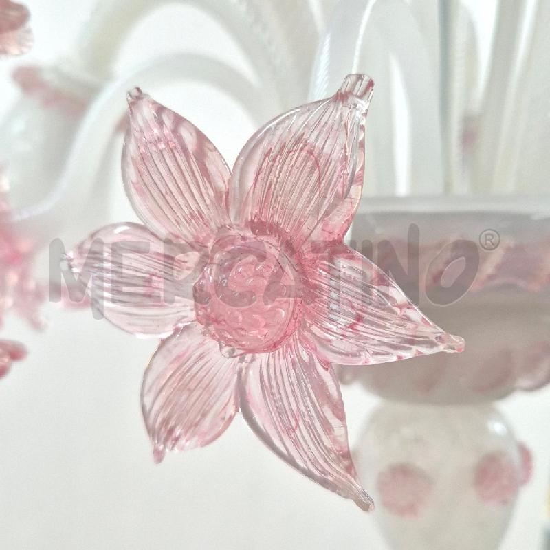 LAMPADARIO MURANO CON FIORI BIANCO E ROSA | Mercatino dell'Usato Cervia 5