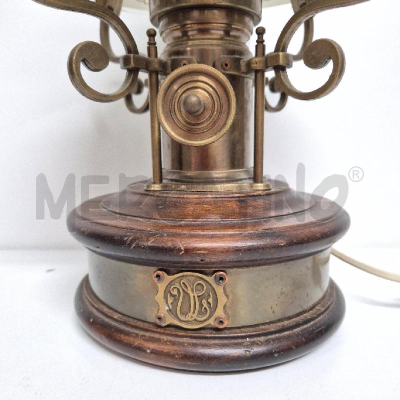 LAMPADA BASE LEGNO CON DOPPIO CAPPELLO VETRO | Mercatino dell'Usato Cervia 2
