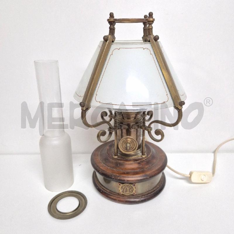 LAMPADA BASE LEGNO CON DOPPIO CAPPELLO VETRO | Mercatino dell'Usato Cervia 4
