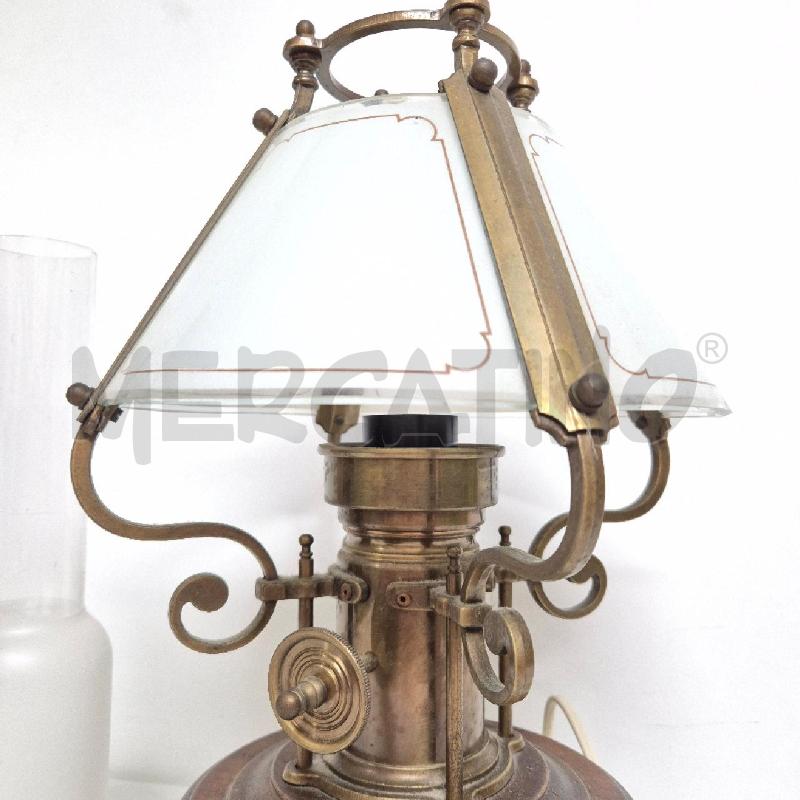 LAMPADA BASE LEGNO CON DOPPIO CAPPELLO VETRO | Mercatino dell'Usato Cervia 5
