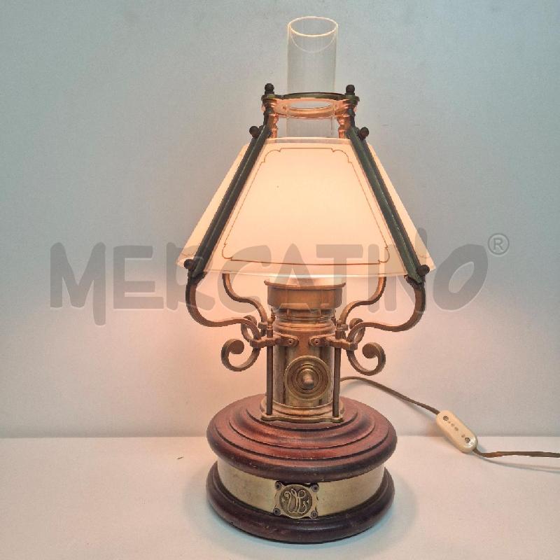LAMPADA BASE LEGNO DOPPIO CAPPELLO VETRO | Mercatino dell'Usato Cervia 1