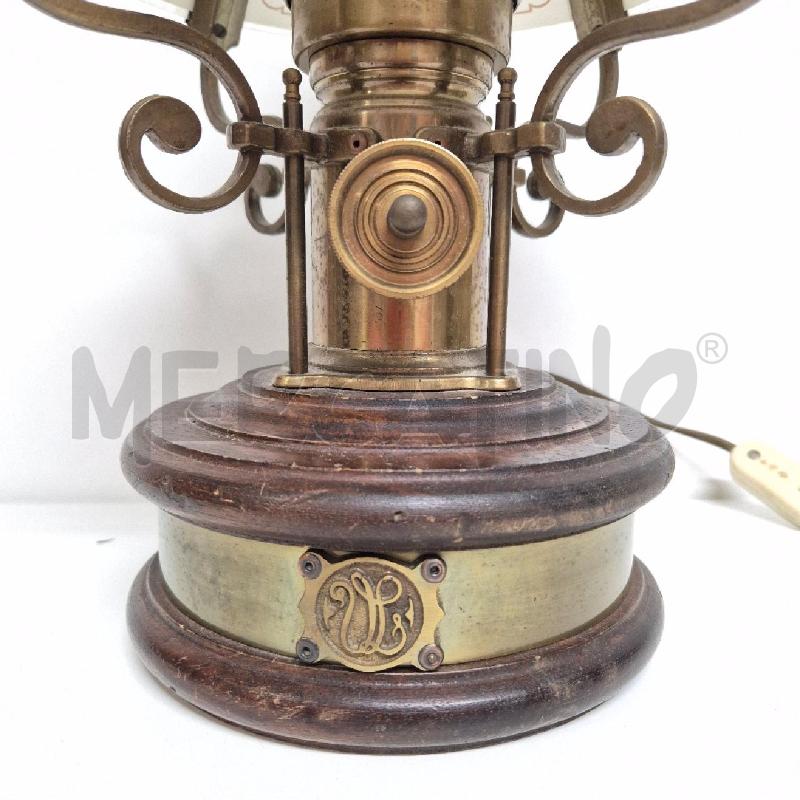 LAMPADA BASE LEGNO DOPPIO CAPPELLO VETRO | Mercatino dell'Usato Cervia 2