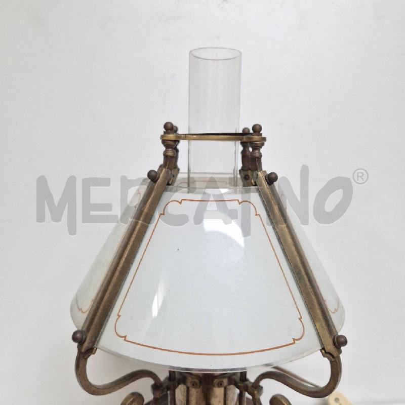LAMPADA BASE LEGNO DOPPIO CAPPELLO VETRO | Mercatino dell'Usato Cervia 3