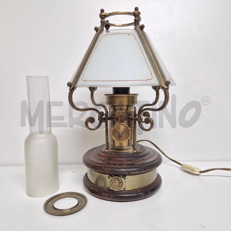 LAMPADA BASE LEGNO DOPPIO CAPPELLO VETRO | Mercatino dell'Usato Cervia 4