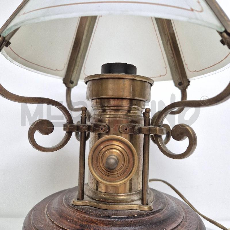 LAMPADA BASE LEGNO DOPPIO CAPPELLO VETRO | Mercatino dell'Usato Cervia 5