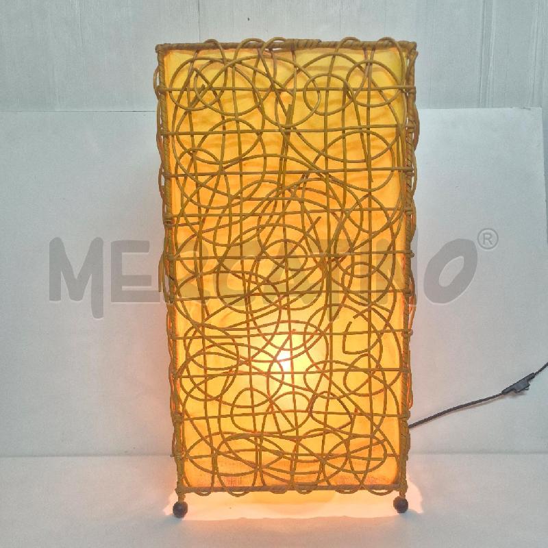 LAMPADA STRUTTURA VIMINI STOFFA GIALLA | Mercatino dell'Usato Cervia 1