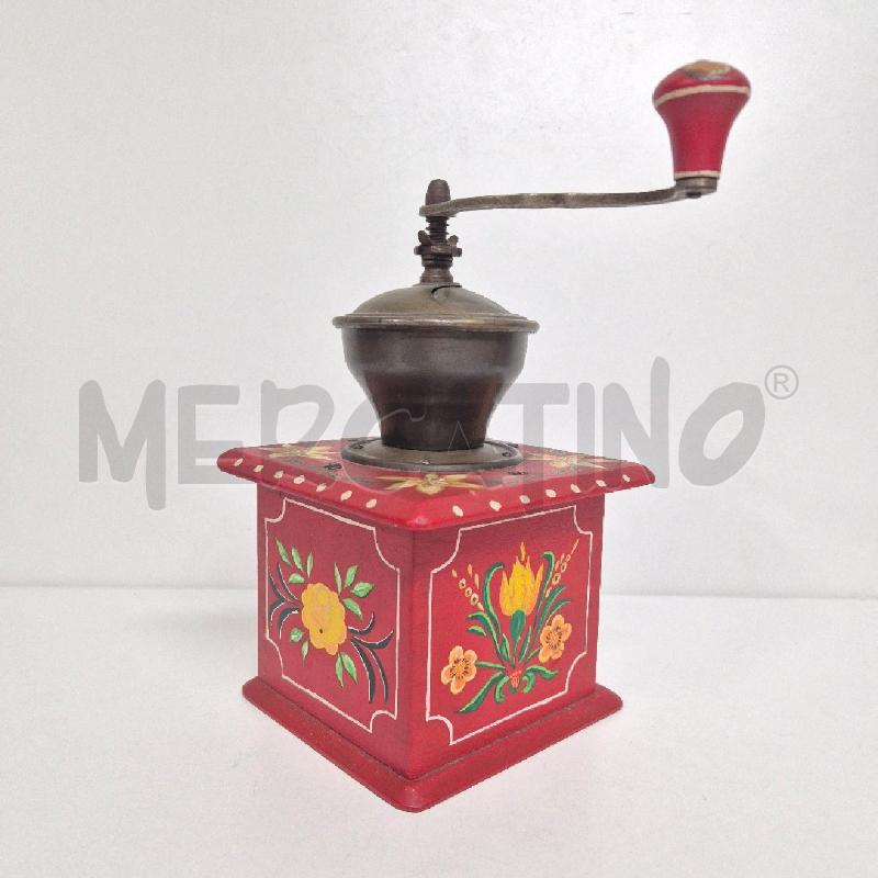 MACINA CAFFE' LEGNO ROSSO FIORI DIPINTI MANUALE | Mercatino dell'Usato Cervia 3