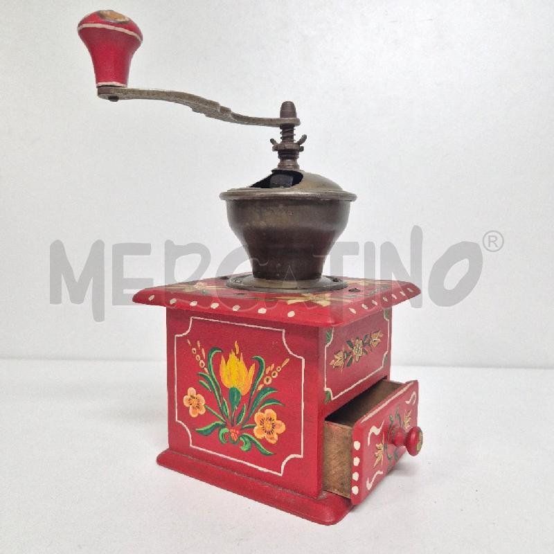 MACINA CAFFE' LEGNO ROSSO FIORI DIPINTI MANUALE | Mercatino dell'Usato Cervia 5