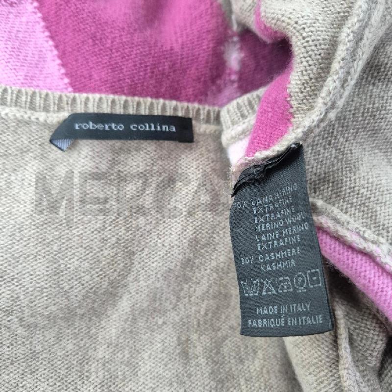 MAGLIA DONNA BEIGE LOSANGHE ROSA R COLLINA | Mercatino dell'Usato Cervia 5
