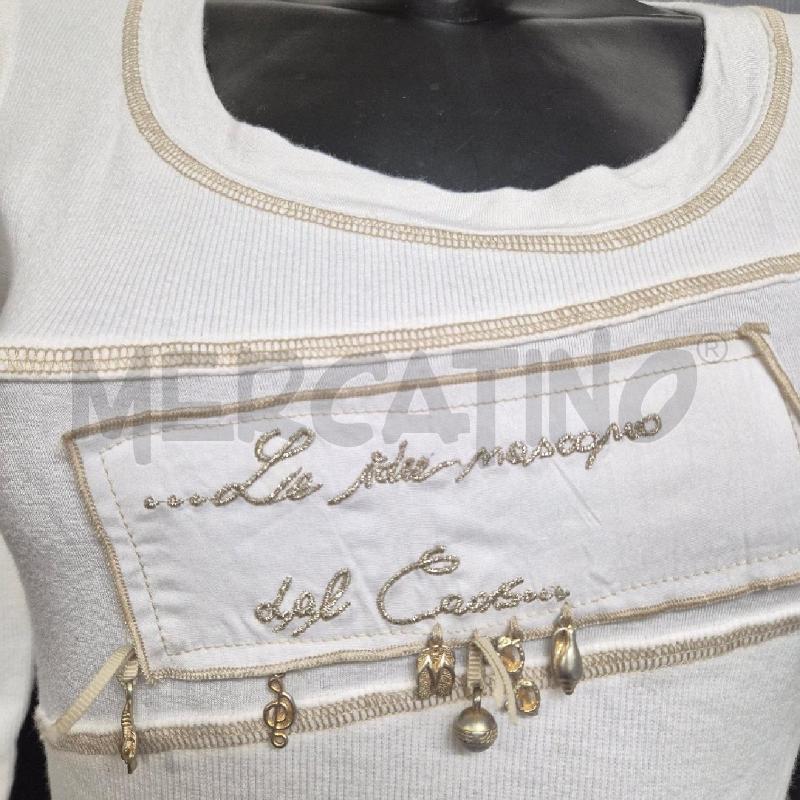 MAGLIA DONNA ELISA CAVALETTI BIANCA A COSTINE CON SCRITTA E  CHARMS | Mercatino dell'Usato Cervia 2